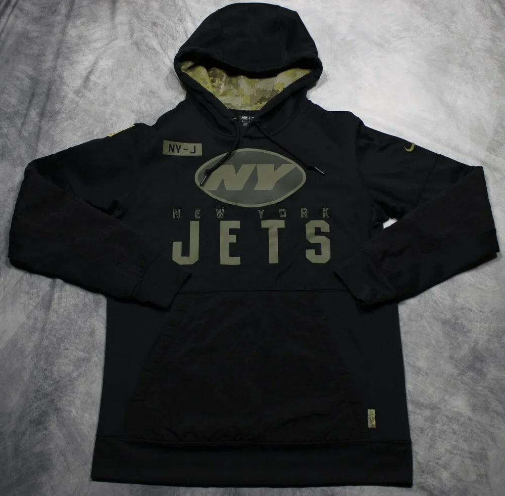 New York Jets Hoodie Mens Small Black NFL Football Salute To Service Nike Dri